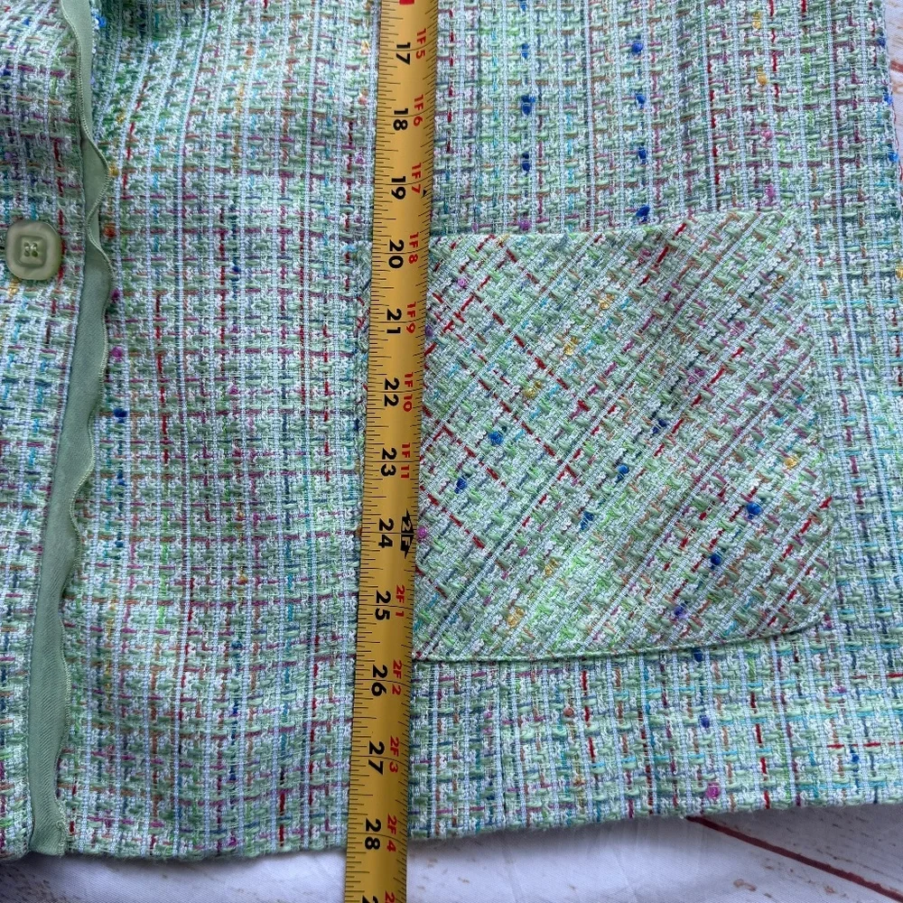 Vintage Maggie Barnes Tweed‎ Blazer | 20W Petite | Green Multicolor | Lined